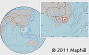 Gray Location Map of Xuan Loc, highlighted parent region, hill shading