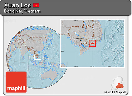 Gray Location Map of Xuan Loc, hill shading