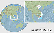 Savanna Style Location Map of Xuan Loc, highlighted country, highlighted parent region, within the entire country, hill shading