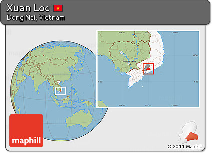 Savanna Style Location Map of Xuan Loc, highlighted country, highlighted parent region