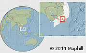 Savanna Style Location Map of Xuan Loc, highlighted country, hill shading