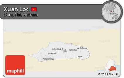 Classic Style Panoramic Map of Xuan Loc, single color outside