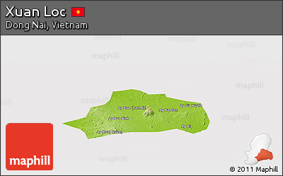 Physical Panoramic Map of Xuan Loc, cropped outside