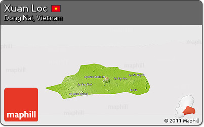 Physical Panoramic Map of Xuan Loc, cropped outside