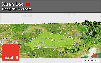 Physical Panoramic Map of Xuan Loc, satellite outside