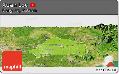 Physical Panoramic Map of Xuan Loc, satellite outside
