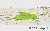 Physical Panoramic Map of Xuan Loc, shaded relief outside