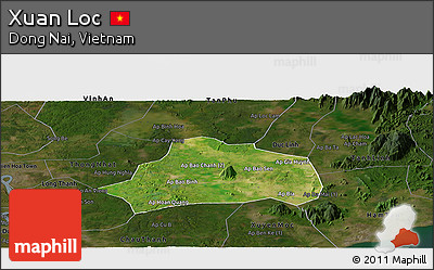 Satellite Panoramic Map of Xuan Loc, darken
