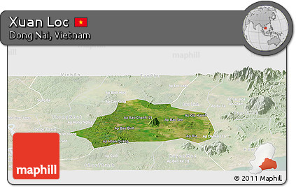 Satellite Panoramic Map of Xuan Loc, lighten
