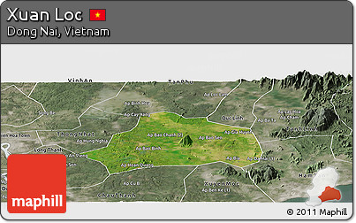 Satellite Panoramic Map of Xuan Loc, semi-desaturated