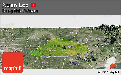 Satellite Panoramic Map of Xuan Loc, semi-desaturated