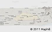 Shaded Relief Panoramic Map of Xuan Loc, semi-desaturated