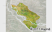 Satellite 3D Map of Dong Thap, lighten, semi-desaturated