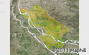 Satellite 3D Map of Dong Thap, semi-desaturated