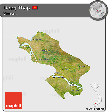 Satellite 3D Map of Dong Thap, single color outside