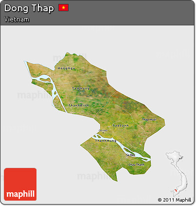 Satellite 3D Map of Dong Thap, single color outside