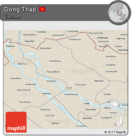 Shaded Relief 3D Map of Dong Thap