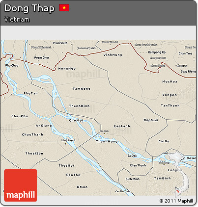 Shaded Relief 3D Map of Dong Thap