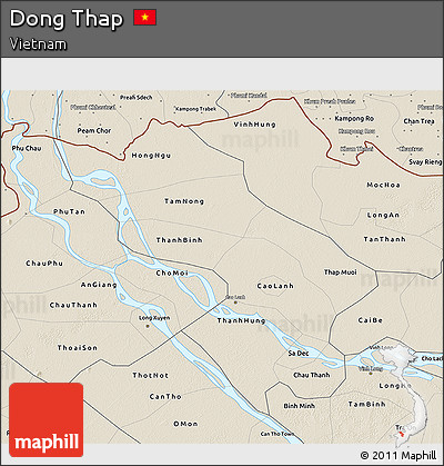 Shaded Relief 3D Map of Dong Thap