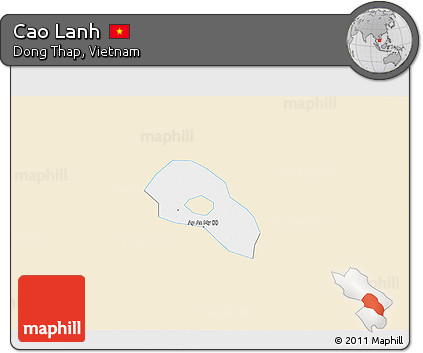 Classic Style 3D Map of Cao Lanh, single color outside
