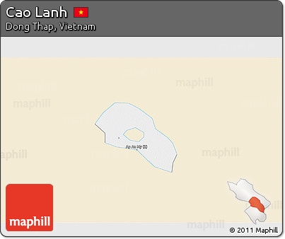 Classic Style 3D Map of Cao Lanh, single color outside