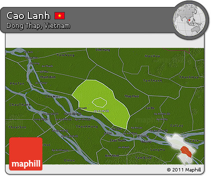 Physical 3D Map of Cao Lanh, darken