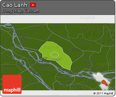 Physical 3D Map of Cao Lanh, darken