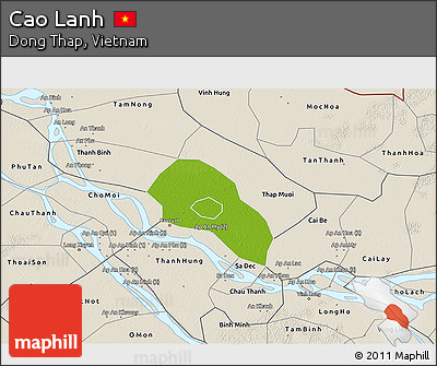 Physical 3D Map of Cao Lanh, shaded relief outside