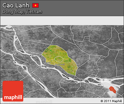 Satellite 3D Map of Cao Lanh, desaturated