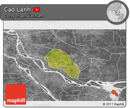 Satellite 3D Map of Cao Lanh, desaturated