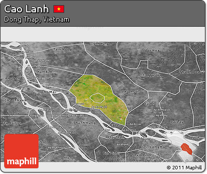 Satellite 3D Map of Cao Lanh, desaturated