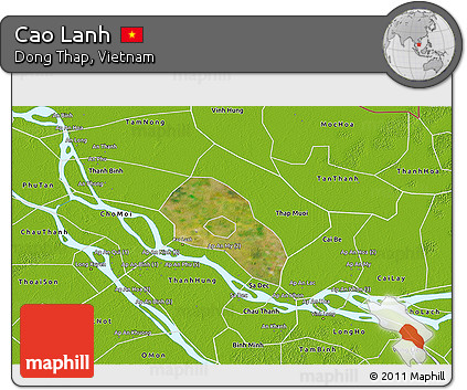 Satellite 3D Map of Cao Lanh, physical outside