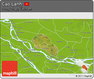 Satellite 3D Map of Cao Lanh, physical outside