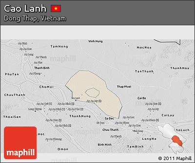 Shaded Relief 3D Map of Cao Lanh, desaturated