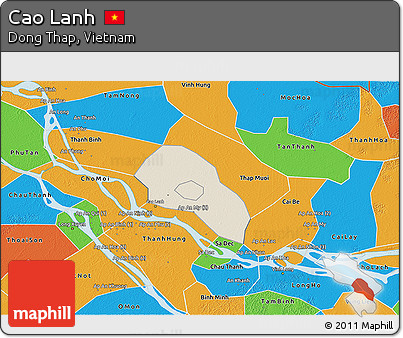 Shaded Relief 3D Map of Cao Lanh, political outside