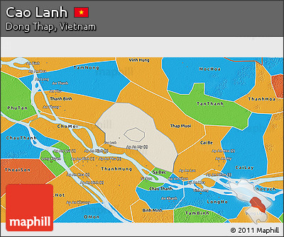 Shaded Relief 3D Map of Cao Lanh, political outside