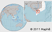 Gray Location Map of Cao Lanh, highlighted country, highlighted parent region, hill shading