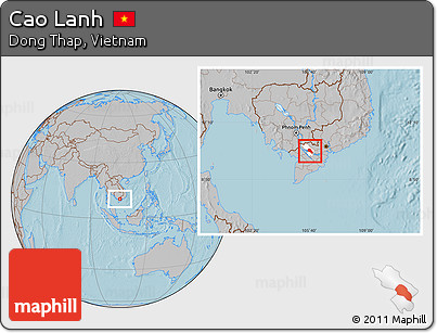 Gray Location Map of Cao Lanh, highlighted parent region, hill shading