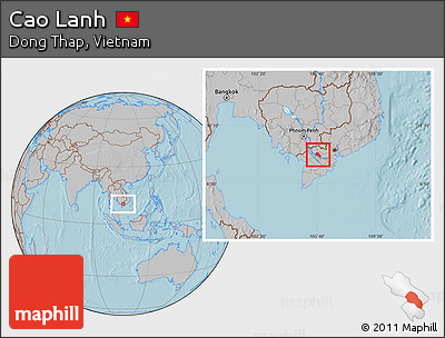 Gray Location Map of Cao Lanh, hill shading