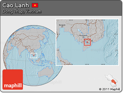 Gray Location Map of Cao Lanh, hill shading