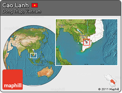 Satellite Location Map of Cao Lanh, highlighted country, highlighted parent region