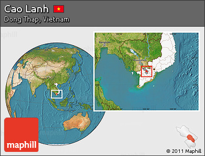 Satellite Location Map of Cao Lanh, highlighted country, highlighted parent region