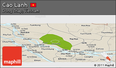 Physical Panoramic Map of Cao Lanh, shaded relief outside
