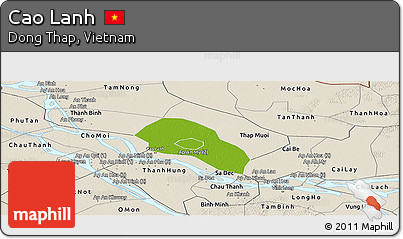 Physical Panoramic Map of Cao Lanh, shaded relief outside