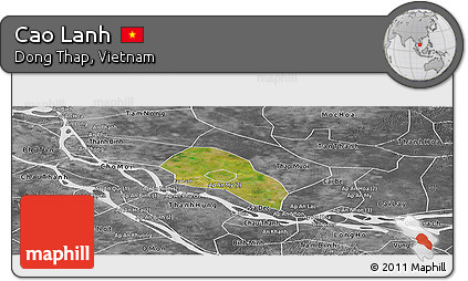 Satellite Panoramic Map of Cao Lanh, desaturated