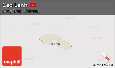 Shaded Relief Panoramic Map of Cao Lanh, single color outside