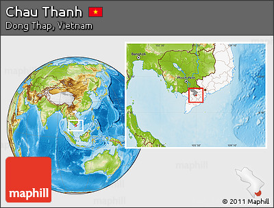Physical Location Map of Chau Thanh, highlighted country, highlighted parent region