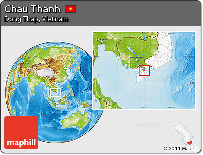 Physical Location Map of Chau Thanh, highlighted country, highlighted parent region