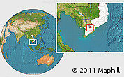 Satellite Location Map of Chau Thanh, highlighted country, highlighted parent region