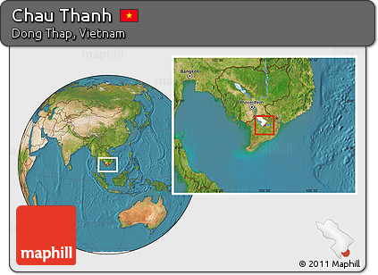 Satellite Location Map of Chau Thanh, highlighted parent region